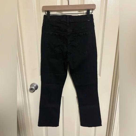 Mother The Insider Crop Step Fray Jeans Not Guilty Black Raw Hem - Picture 7 of 9